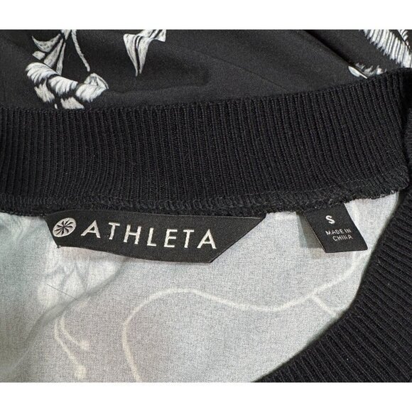 Althleta Sz S Black Floral Print Ribbed Shell Zephyr Tank Top Black UPF 50+ - Picture 8 of 10